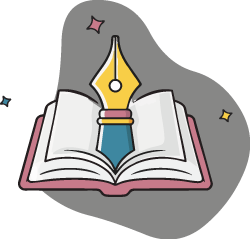Icon_kreatives_Storytelling_Buch_mit_Füller