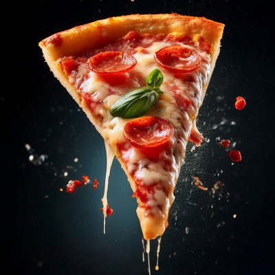 Schwebendes Pizzastück